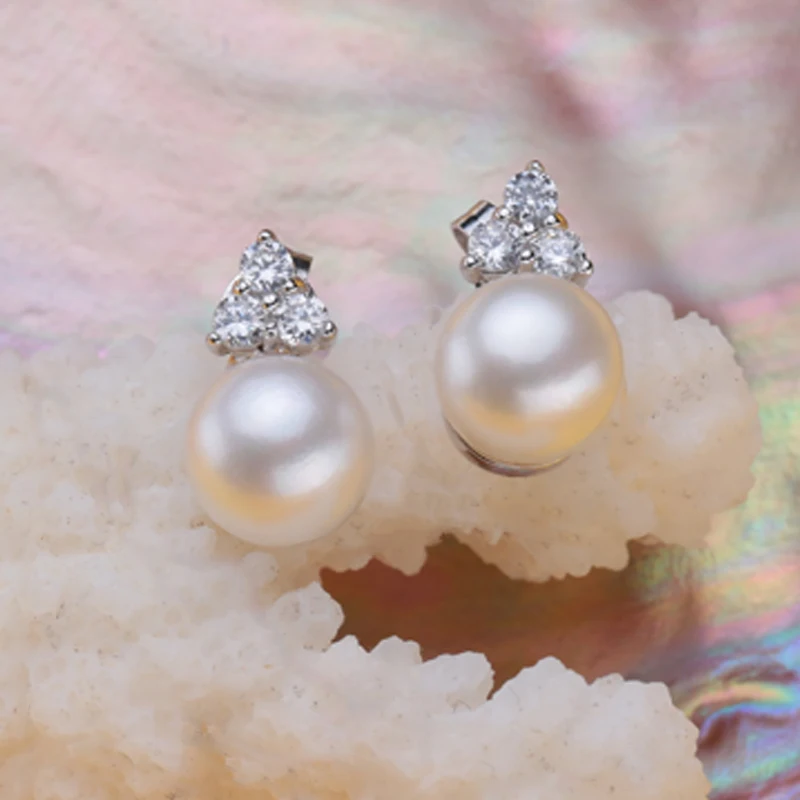 

FENASY natural pearl earrings for women 925 sterling silver earrings jewelry bohemian cute Stud Earrings