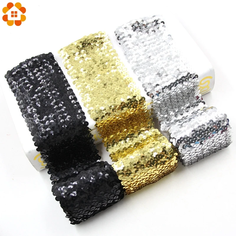 

1M/Lot 7.5CM Width Sequin Beading Trim Lace Spangle Ribbon DIY Handcraft Sewing Headdress Wedding Decoration Curtain Accessories