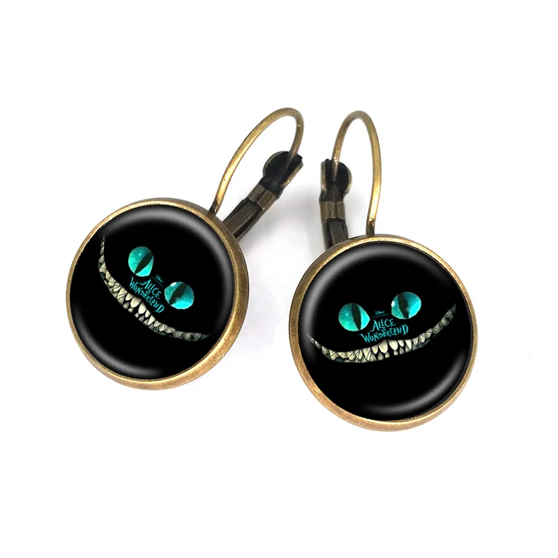 Серьги сказочной тематики с милым Чеширским котом Алисой в стране Wonderland 16 мм