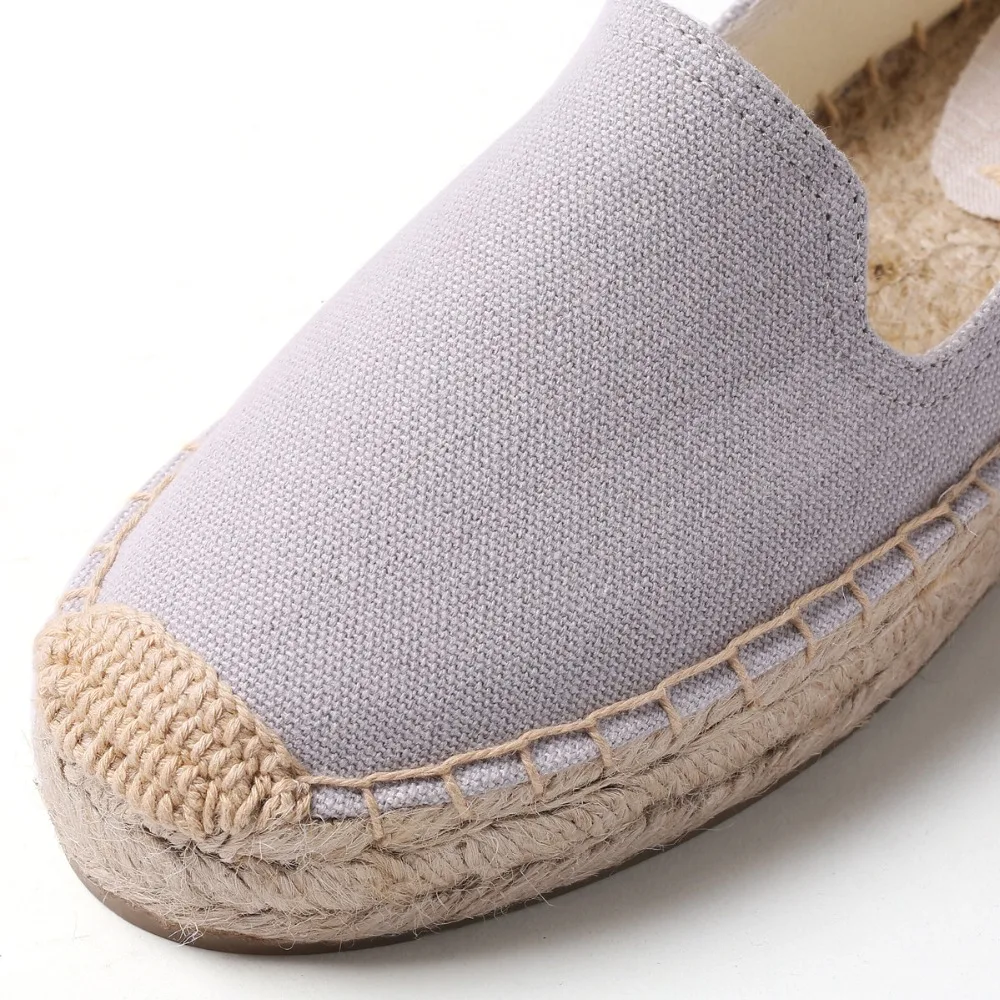 Женская обувь на плоской платформе Слипоны Лоферы с пеньковой подошвой Мокасины