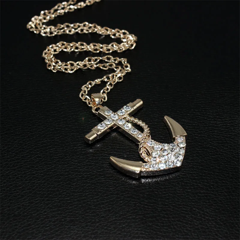 FLOLA модные золотые цепи якорные ожерелья для женщин ювелирные изделия длинные и