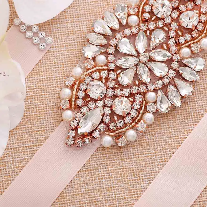 Пояс MOLANS из розового золота с инкрустированными жемчужинами свадебное украшение