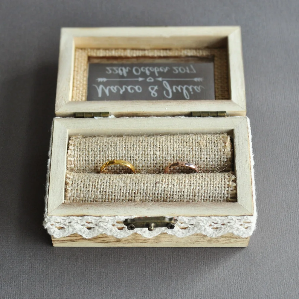 Коробка для свадебных колец на заказ коробка в деревенском стиле