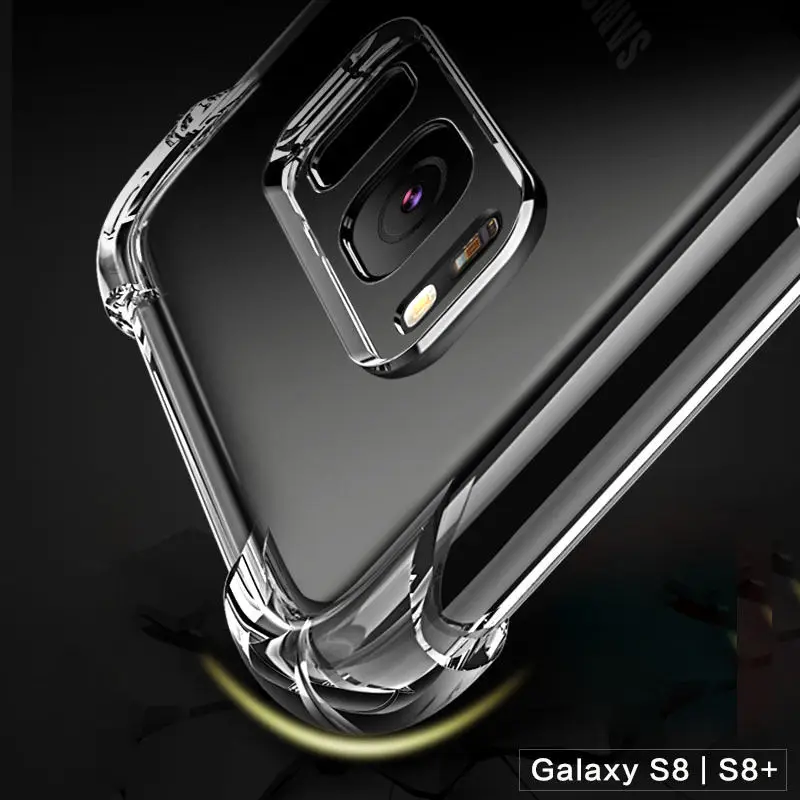 Ясно антидетонационных чехол для samsung S8 S9 Plus S6 S7 край мягкой ТПУ кремния ясно