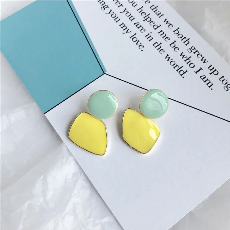 Корейские модные геометрические серьги карамельных цветов для женщин ювелирные