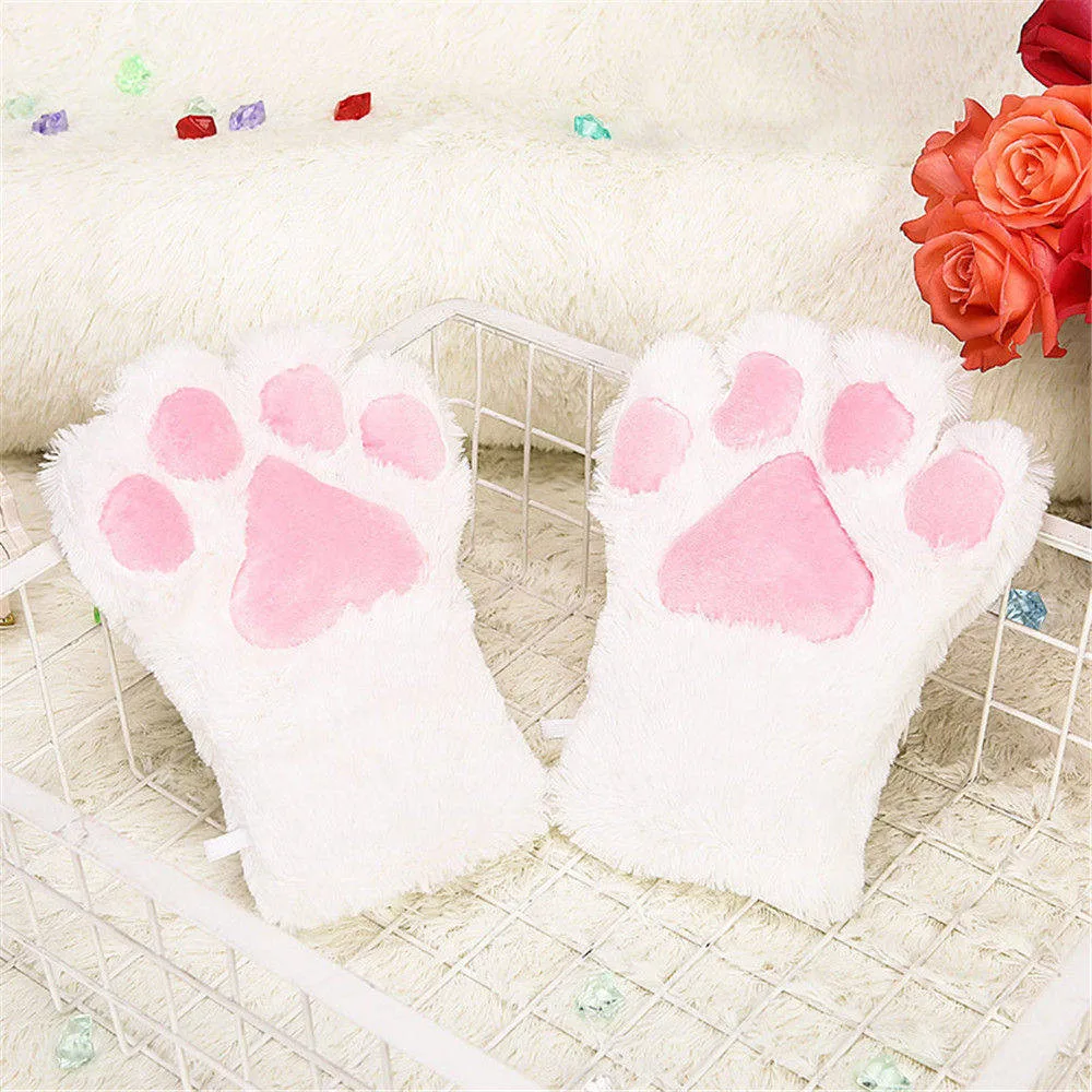 1 пара теплые перчатки для женщин и девочек с милым котенком лапой когтями мягкие