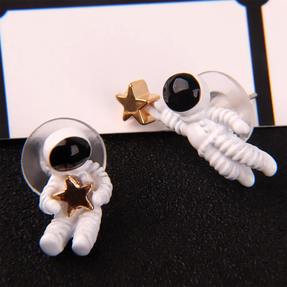 Креативные милые космические звезды дизайнерские серьги Асимметричный