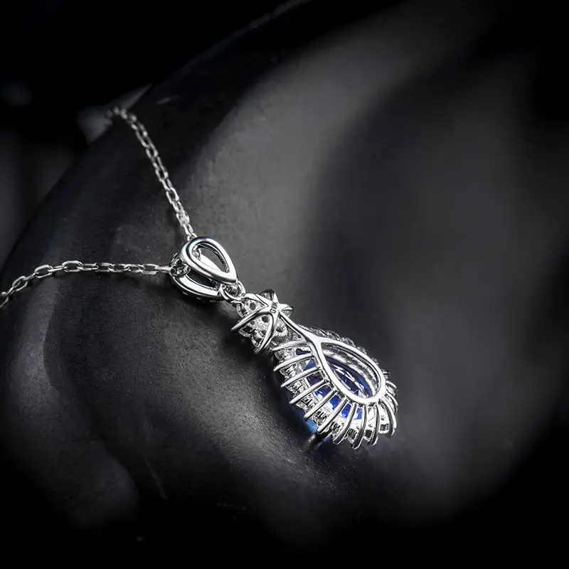 1.46ct AAA Натуральный Танзанит подвески в форме груши 18 к белое золото алмаз 750 кулон