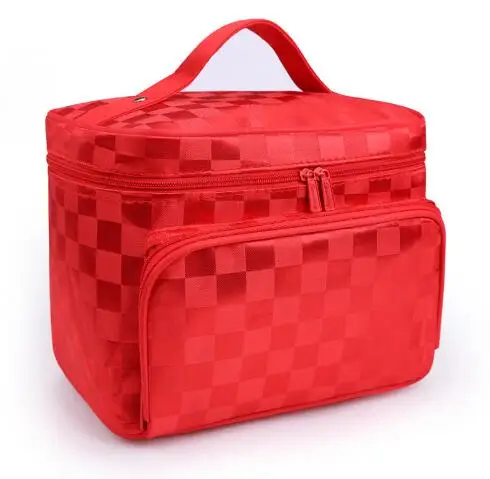 Grid red Женские косметички полосатый рисунок организатор косметичка складная дорожная косметичка большая вместительная косметичка ZL900Z - Цвет: Grid red