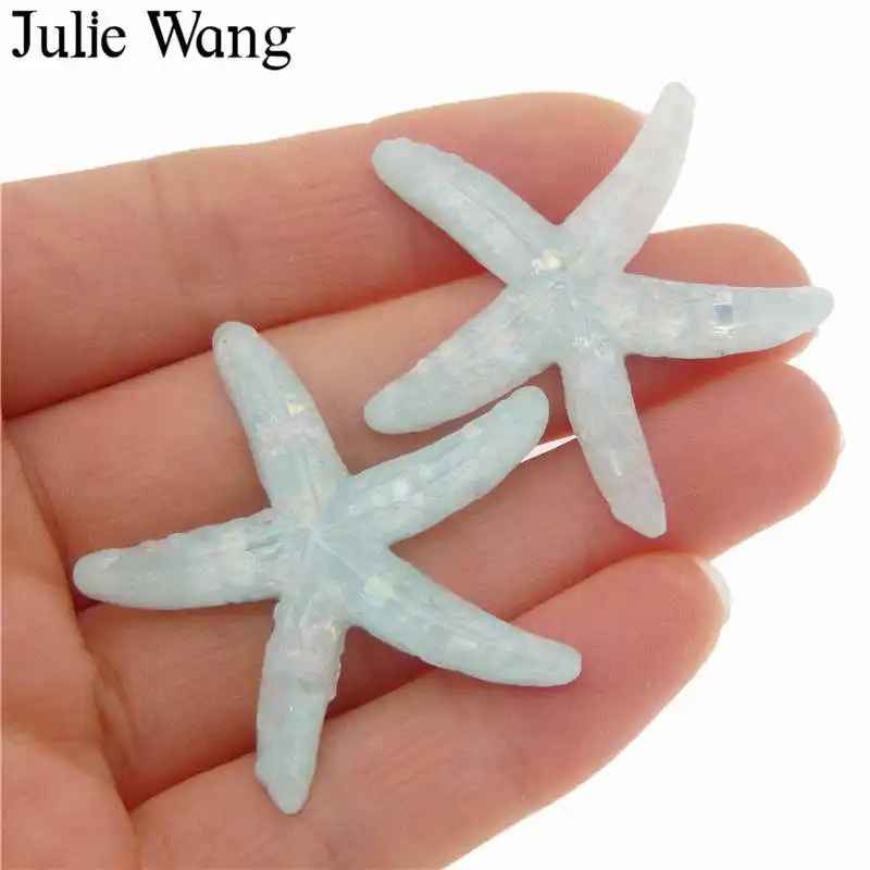 Julie Wang 6 шт. 40x36 мм полимерные Большие морские звезды с плоским основанием Кабошоны
