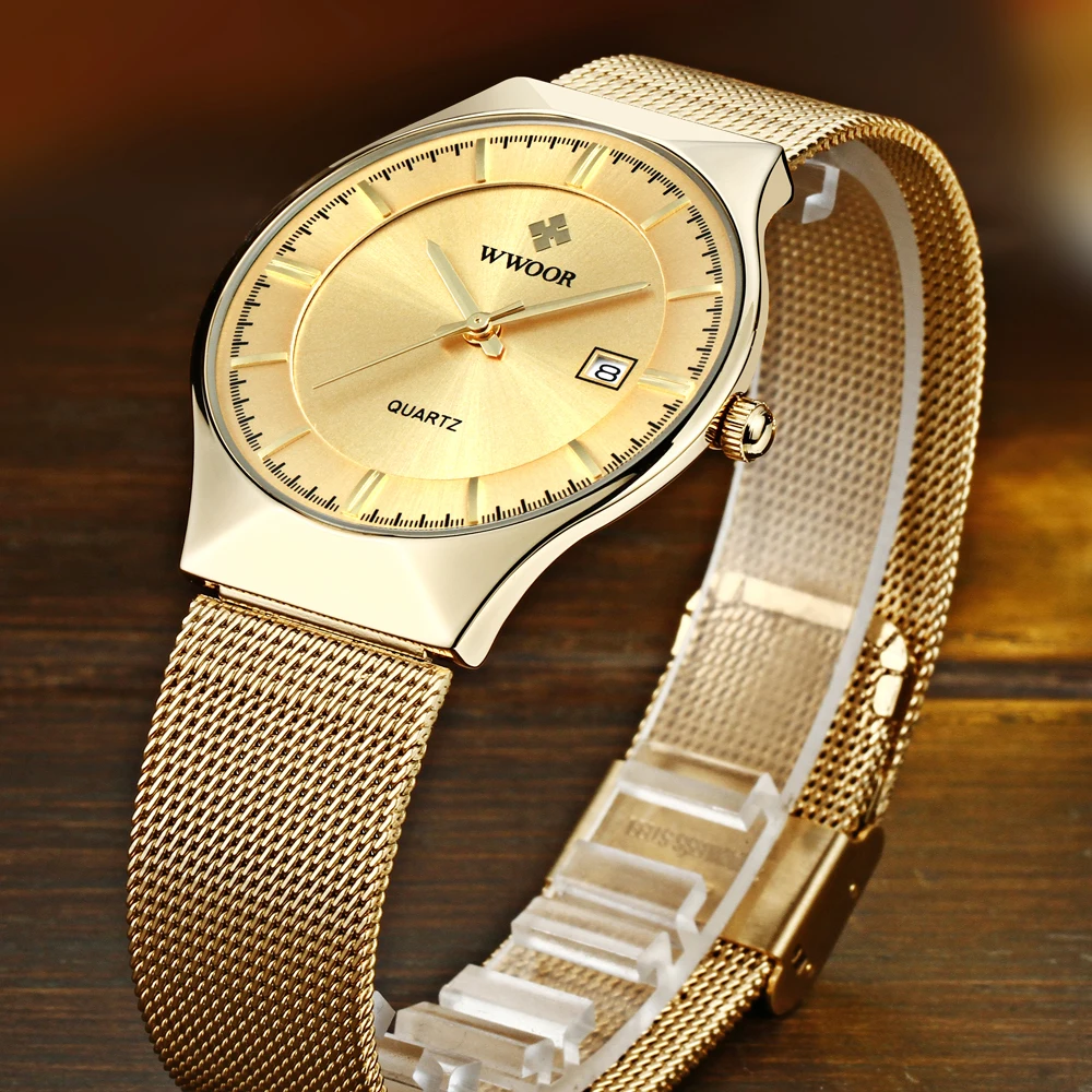 WWOOR Бесплатный подарок мужские часы Топ бренд класса люкс водонепроницаемые