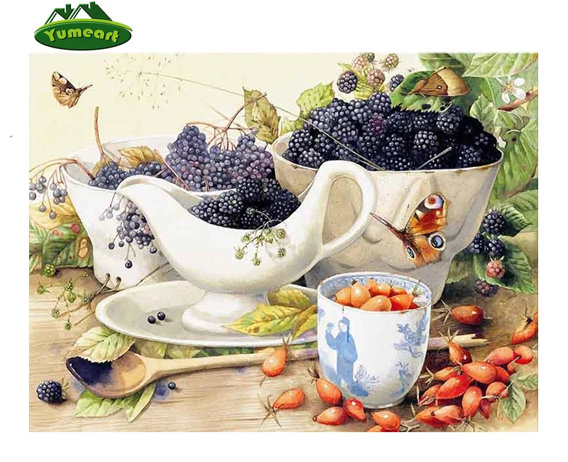 Рукоделие вышивка сделай сам алмазная живопись черные ягоды фрукты полная