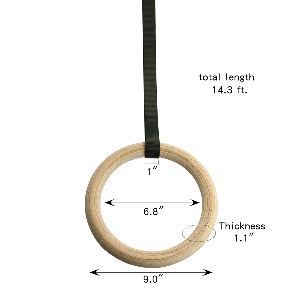 Gymnastic Rings Wood Fitness Ring Pull Ups Equipment Training ExerciseWorkout Home Balance Crossfit Muscle Adjustable | Спорт и