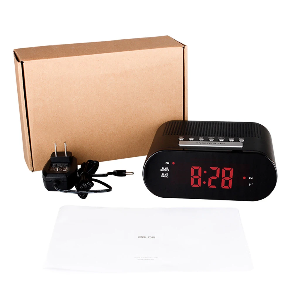 Цифровой светодиодный Будильник с FM-радио и адаптером функция повтора звука | Дом