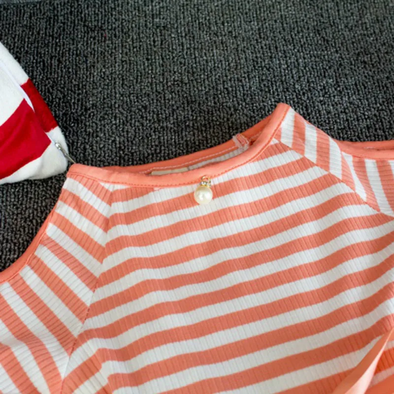 Для маленьких девочек Новинка 2017 года оранжевый Полосатое платье-пачка Лепесток