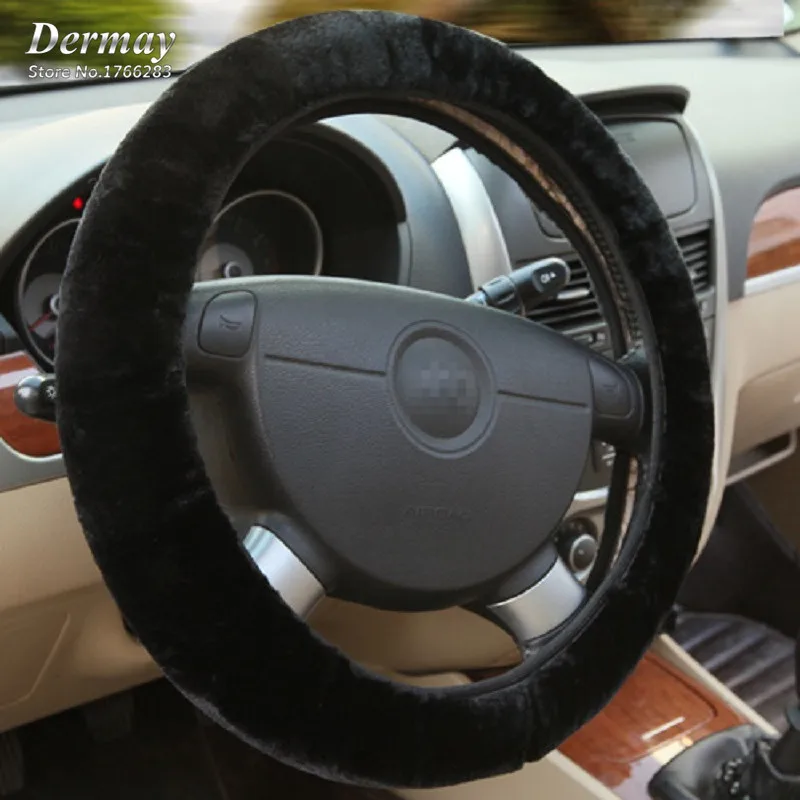 Зимний плюшевый автомобильный Меховой чехол на руль подходит для колеса