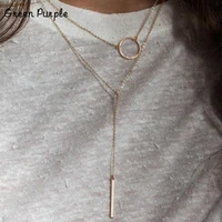 layered necklace long bar necklace handmade gold chocker jewelry pendants boho kolye necklace for women