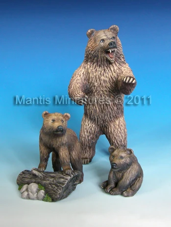 Масштаб 1/35 животные коричневый медведь 3 фигурки миниатюры набор из смолы стол с