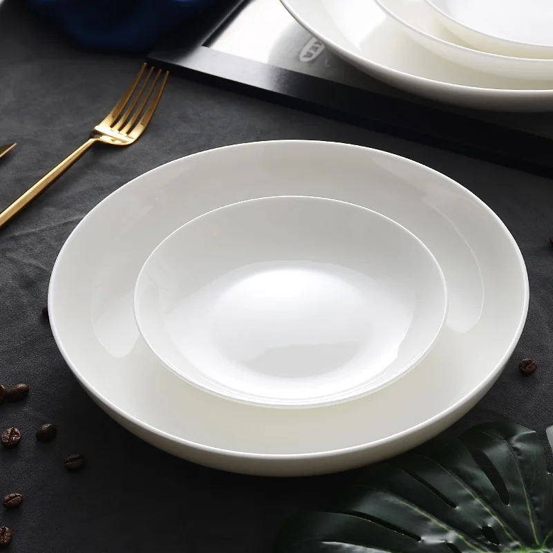 Фарфоровая тарелка для овощей круглые керамические тарелки дома белые