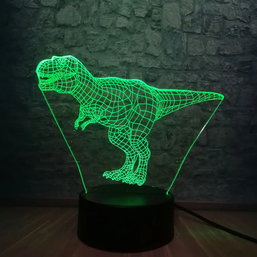 3D лампа с животными динозаврами тираннос милый Парк Юрского периода 7 цветов меняющийся Ночной светильник RGB светильник для спальни