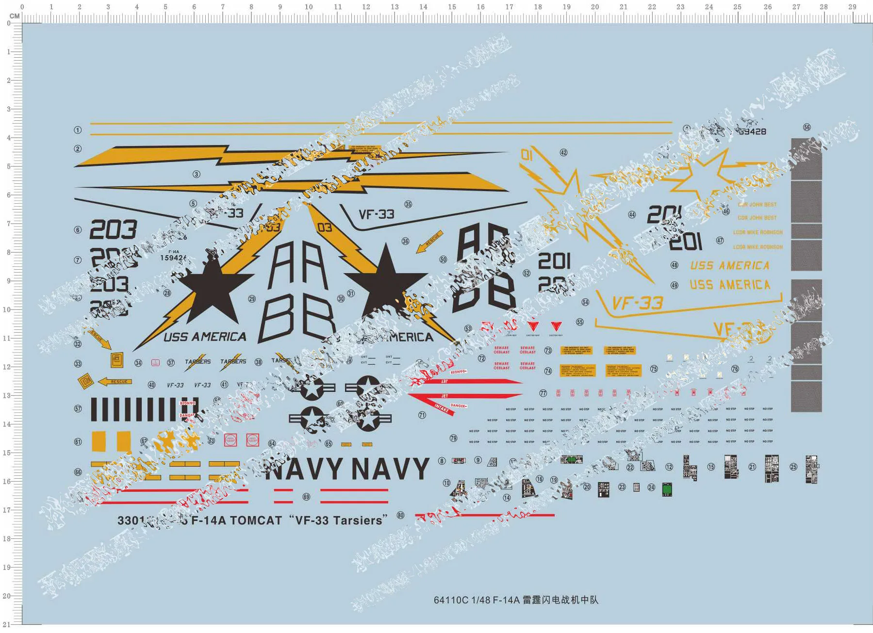 1/48 F-14A Tomcat 'VF-33 Tarsiers' Fighter 'модельный комплект водная наклейка