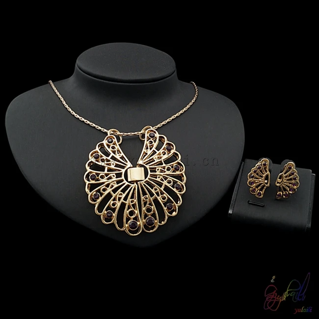 Yulaili 2017 New Model Indian Bridal Fashion Gold Color Plated High Quality Trendy Round Design Cubic Zircon Ladie Jewellery Set | Украшения