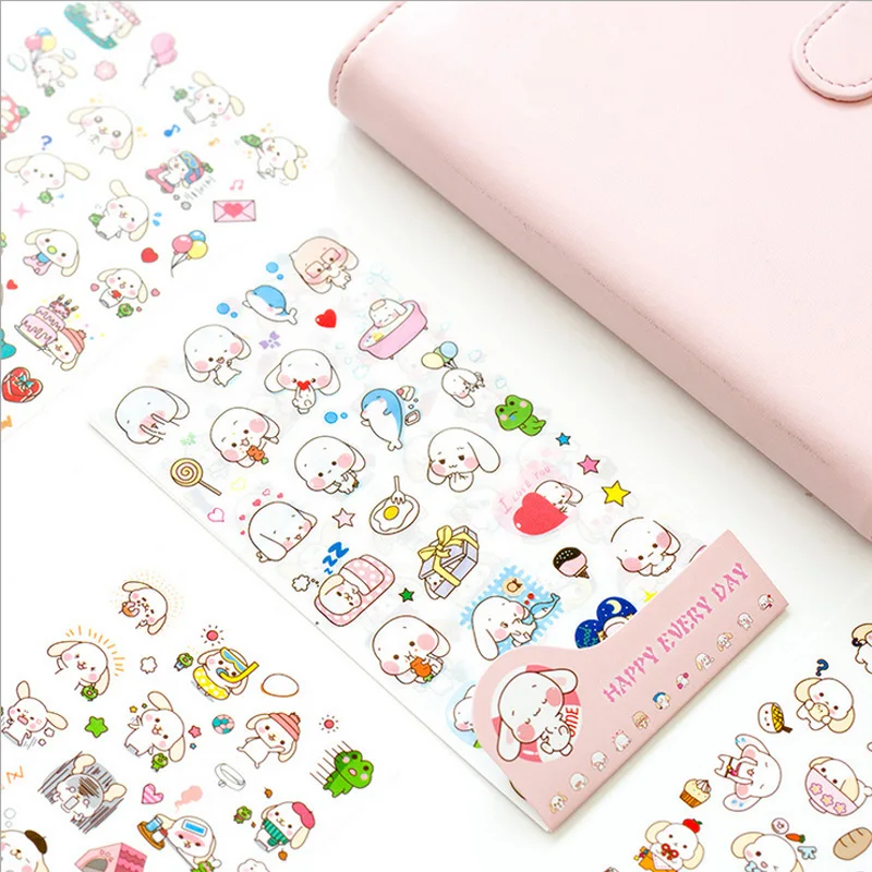 6 шт./лот милая собака с большим ухом стикеры на ПВХ бумаге детское платье сделай