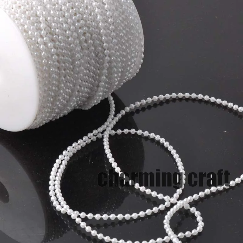 Леска искусственная белая цепочка с жемчужными бусинами гирлянда цветы