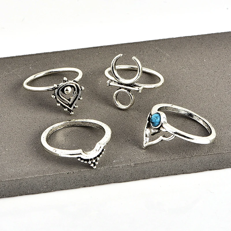 4 шт./компл. панк Луна Корона полые капли кристалл соединение серебряного цвета