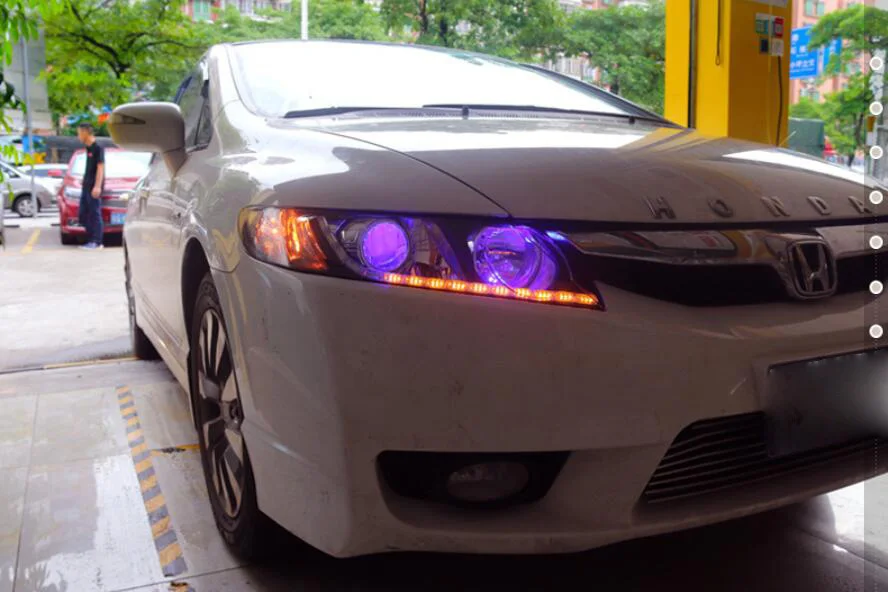 2 Шт Автомобильные стильные фары для CIVIC 8th фары DRL 2006 2007 2008 год светодиодный ходовые огни биксеноновые фары противотуманные фары