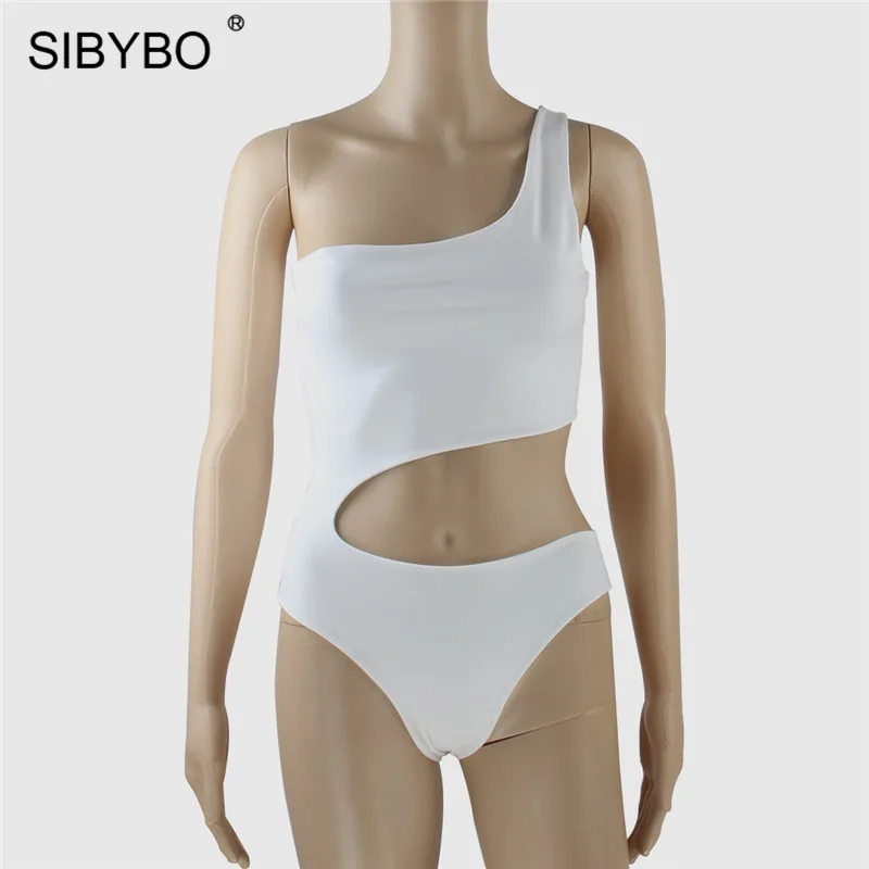 Белый Sibybo пляжное Боди без рукавов с открытыми плечами для женщин с открытой спиной обтягивающие летние женские Комбинезоны повседневные женские боди - Цвет: Белый