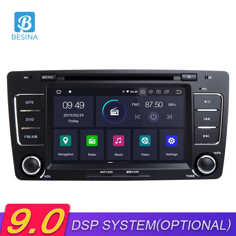 Besina Android 9 0 2 din Автомобильный dvd-плеер для SKODA Octavia 2009-2013 GPS навигация WIFI Bluetooth