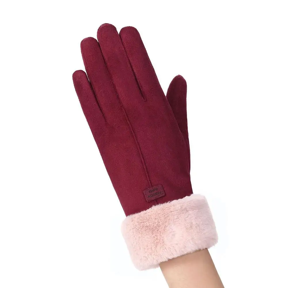 DSstyles женские зимние плюс бархатные ветрозащитные уличные перчатки с сенсорным