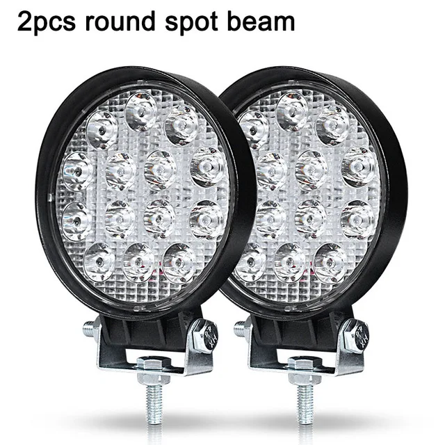 2PCS 42W round Spot 4 дюйма 48 Вт светодиодный рабочий светильник прожектор точечная лампа для грузовика Lada прицеп внедорожник внедорожная лодка 12 в 24 В 4WD автомобильный Стайлинг противотуманный светильник s - Цвет: 2PCS 42W round Spot