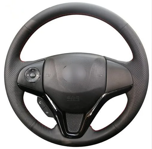 Черная искусственная кожа Чехол рулевого колеса автомобиля для Honda новый Fit город