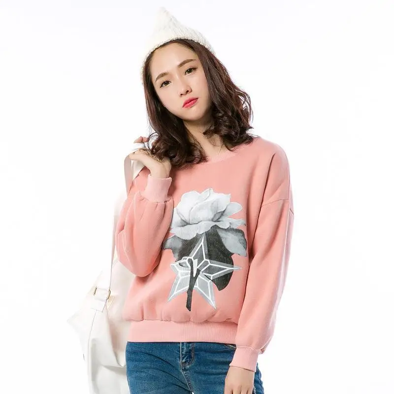 NFIVE бренд 2017 женские розовые толстовки с принтом Корейские осенние и зимние новые