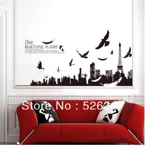 Самодельные съемные настенные наклейки с изображением Парижского города и
