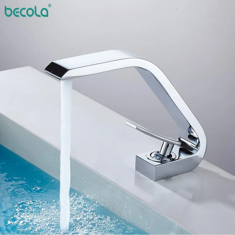 BECOLA ChromeBasin Смесители Современный Смеситель для ванной комнаты латунный, для умывальника кран с одной ручкой с одним отверстием элегантный кран для ванной комнаты