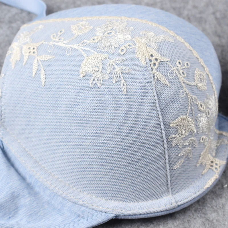 Комплект женского нижнего белья из бюстгальтера пуш ап с цветочной вышивкой и