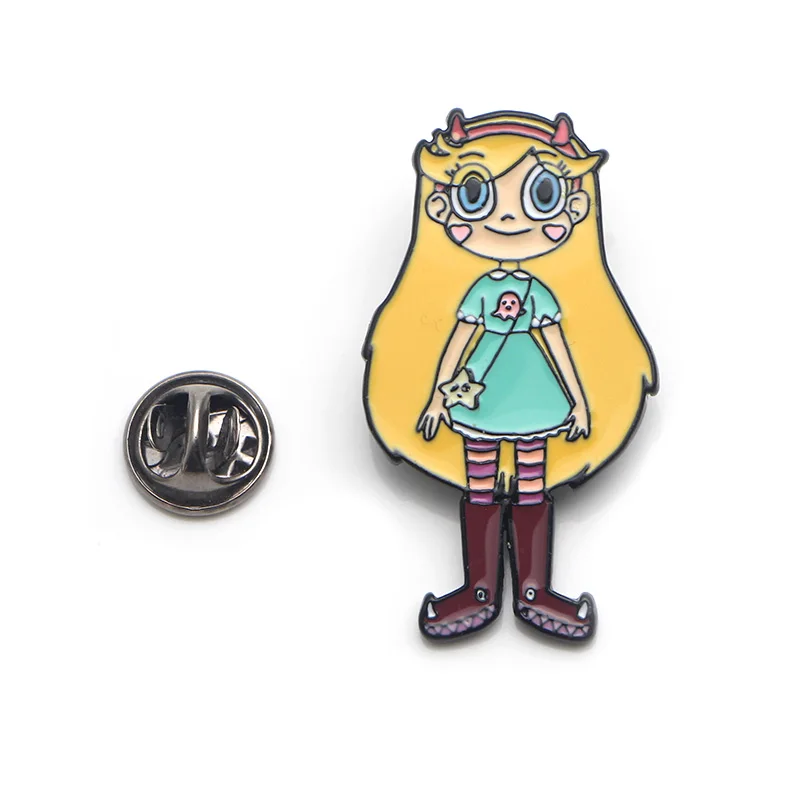Star butterfly Magic Stick Wand cute Zinc alloy pins badges para shirt bag clothes cap backpack shoes brooches for women E0355