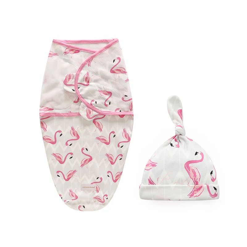 flamingo with hat Herbabe пеленка для малышей с шапкой, хлопковые тонкие спальные мешки для новорожденных, спальные мешки для лета, Детские пеленальные одеяла - Цвет: flamingo with hat