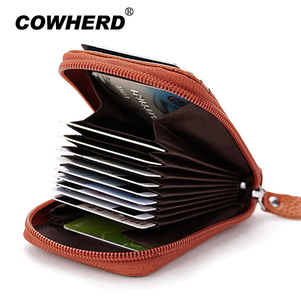

Hot Sale Genuine Leather Unisex Card Holder Wallets Minimalist Men Credit Cards Holders Women Organizer Bag Purse