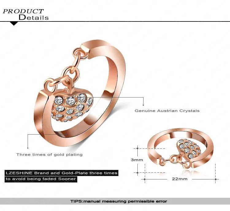 Beagloer Брендовое кольцо с подвеской в форме сердца розовое золото цвет сердце Шарм