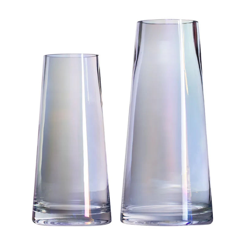 Новая современная простая Гальваническая цветная прозрачная стеклянная ваза