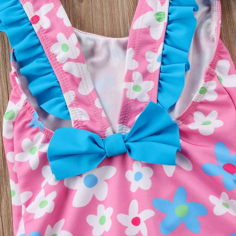 2018 милый купальный костюм для девочек розового фиолетового цвета с цветочным