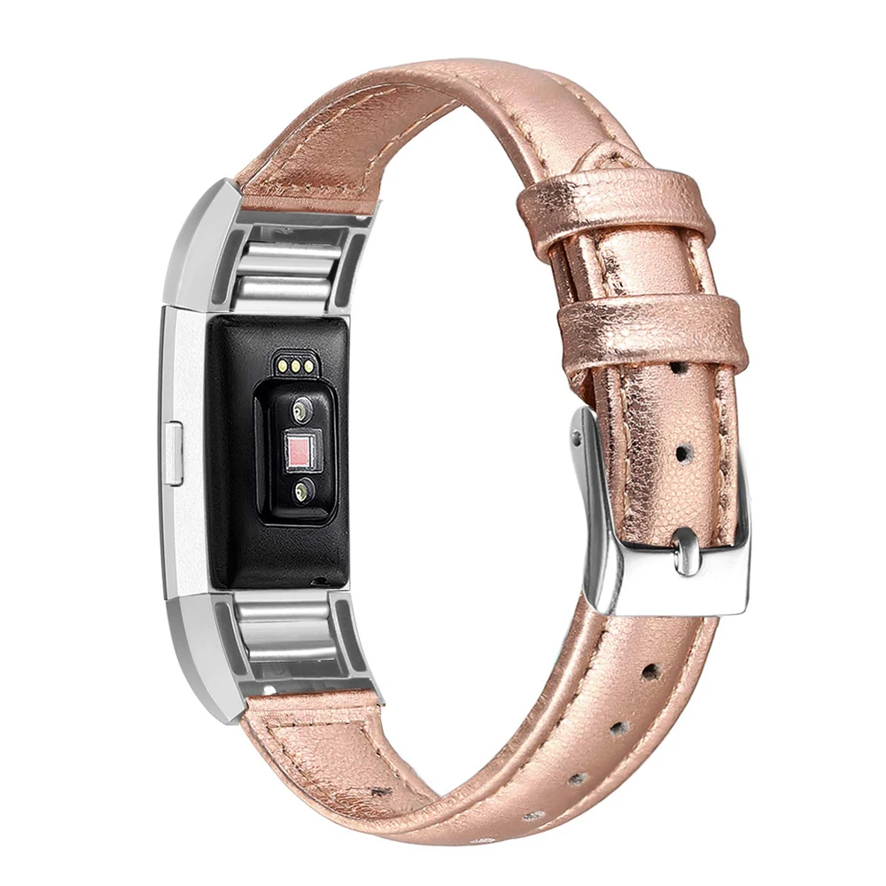 Роскошный розовый золотистый ремешок для Fitbit Charge 2 кожаный наручных часов Fit bit