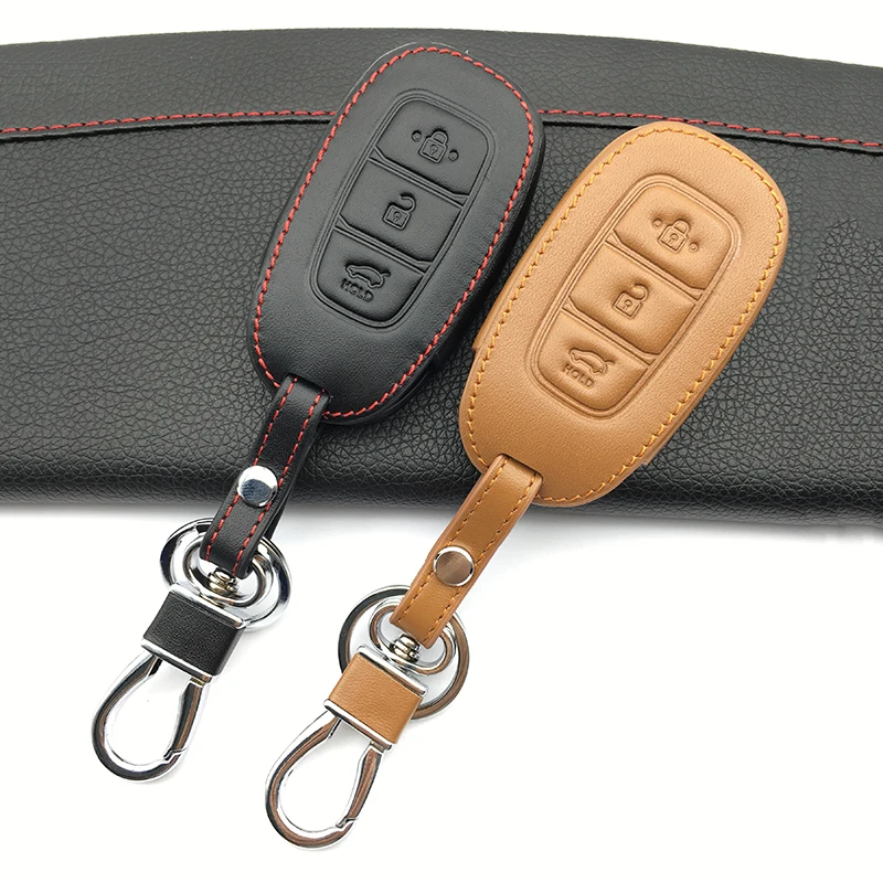 Чехол для ключей из натуральной кожи складной чехол с 3 кнопками Hyundai Kia Motors|Футляр