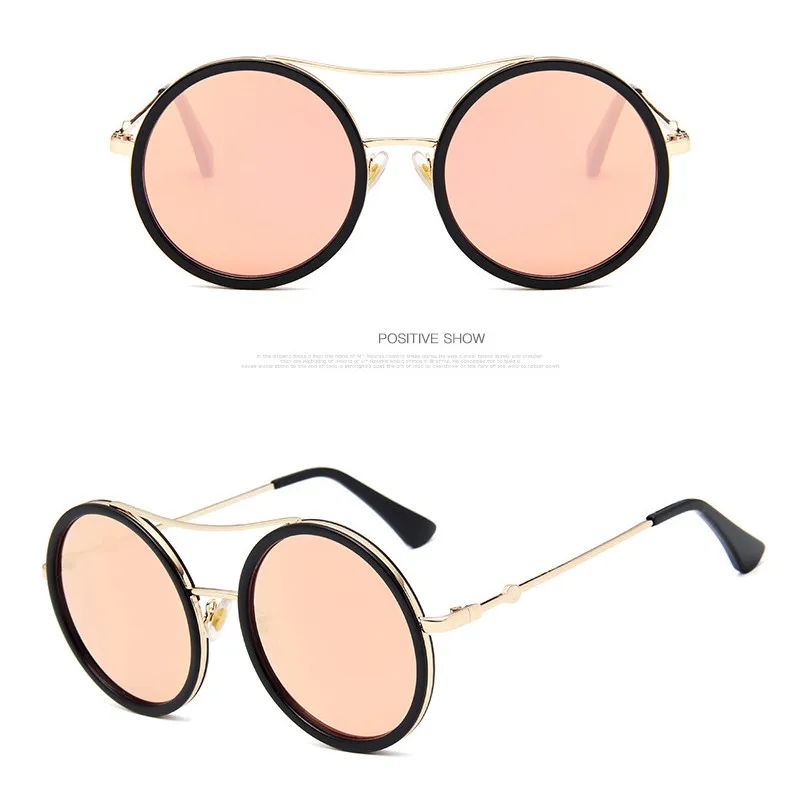 Mirror Pink SIMPRECT Ретро Круглый Солнцезащитные очки для женщин для Роскошные брендовая Дизайнерская обувь зеркало Защита от солнца очки высо - Цвет линз: Mirror Pink