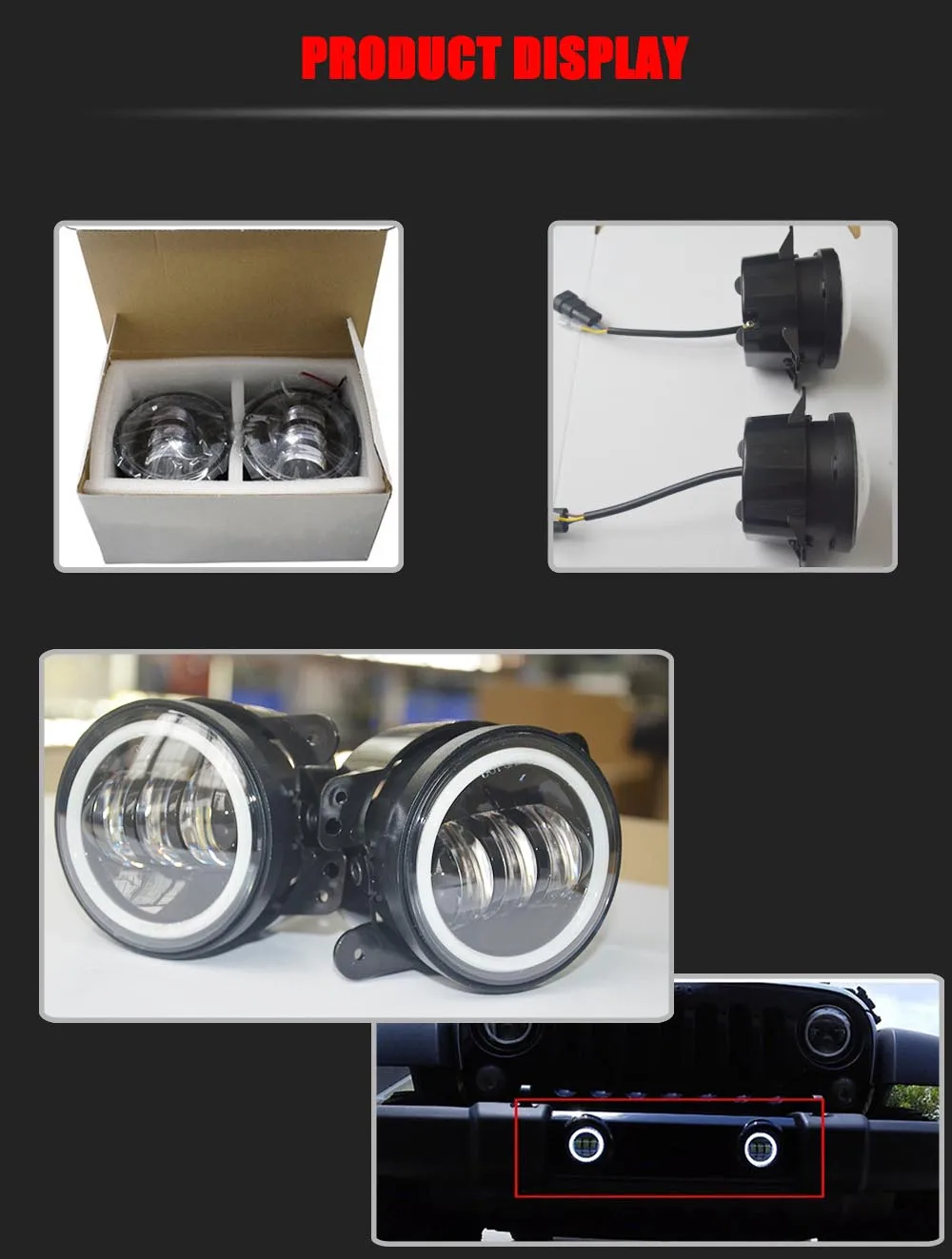 2 шт. 4 дюйма круглые противотуманные фары для Jeep Wrangler JK TJ LJ светодиодный противотуманный светильник 30 Вт с Halo Белый DRL+ Янтарный указатель поворота