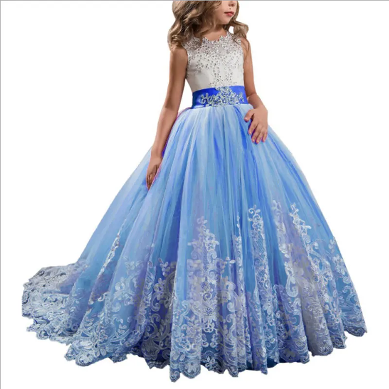 royalblue Модное летнее платье для девочек; Детские платья подружки невесты для девочек; детское длинное платье принцессы; Вечерние платья на свадьбу; От 2 до 13 лет; Лидер продаж; Новинка - Цвет: royalblue